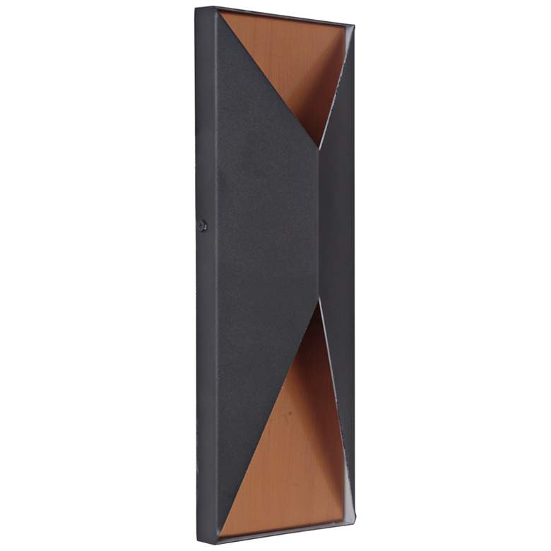 Image 1 Peak 14" High Black and Brass LED Pocket Outdoor Wall Light