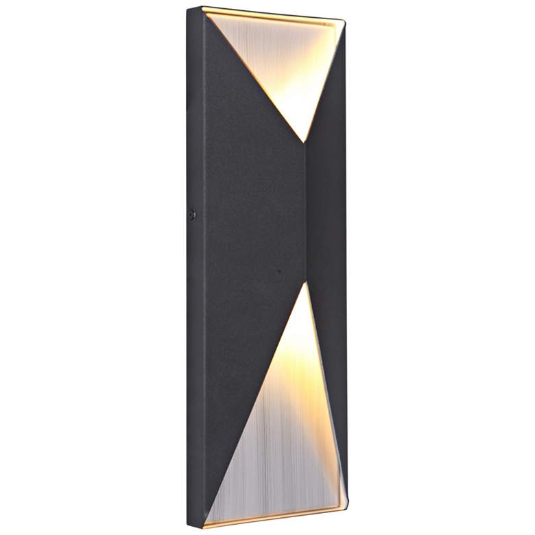 Image 2 Peak 14 inchH Black and Aluminum LED Pocket Outdoor Wall Light more views