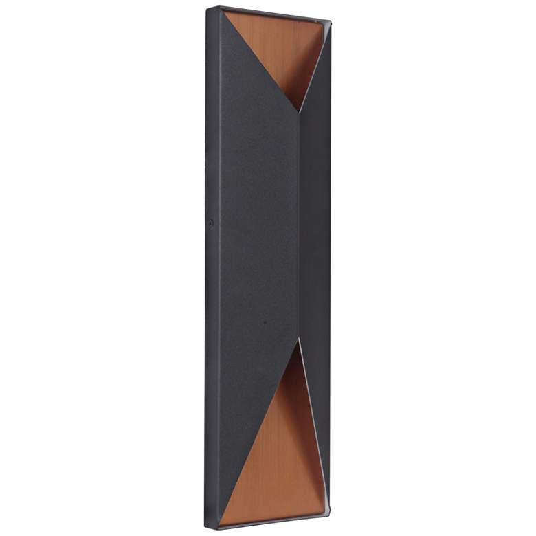 Image 1 Peak 18" High Black and Brass LED Pocket Outdoor Wall Light