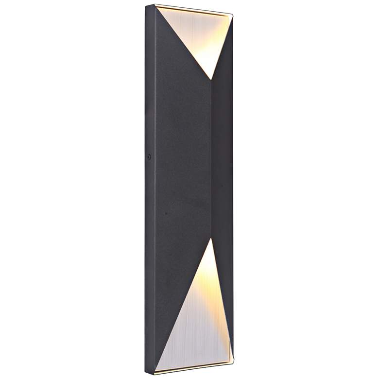 Image 2 Peak 18 inchH Black and Aluminum LED Pocket Outdoor Wall Light more views
