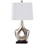 Peal Antiqued Silver Table Lamp with Hammered Hollow Center