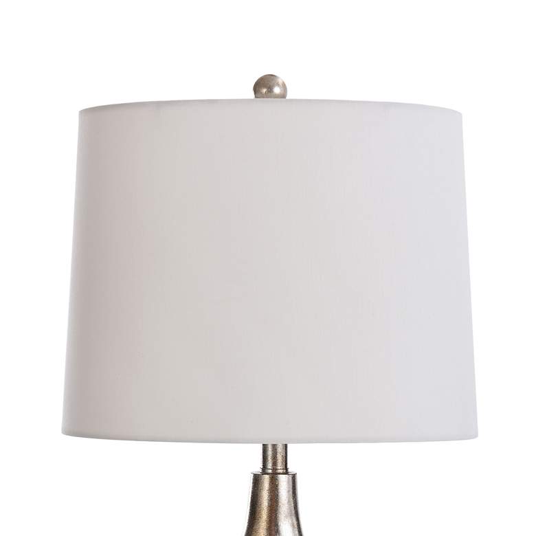 Image 3 Peal Antiqued Silver Table Lamp with Hammered Hollow Center more views