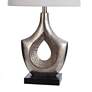 Peal Antiqued Silver Table Lamp with Hammered Hollow Center