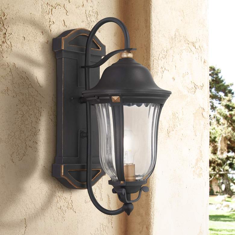 Image 1 Peale Street 17" H Sand Coal and Vermeil Gold Outdoor Wall Light