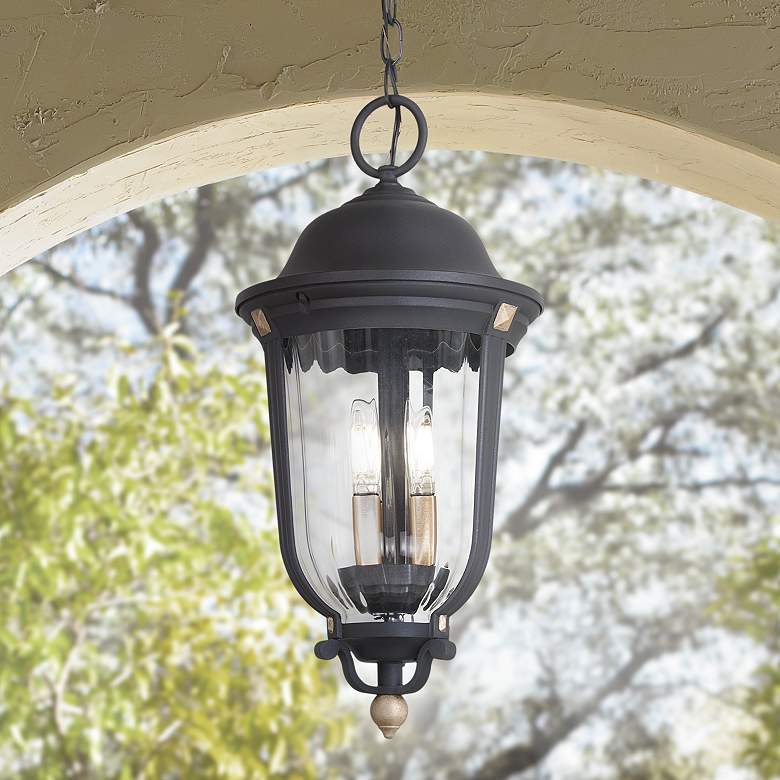 Image 1 Peale Street 20 inch High Sand Coal and Vermeil Gold Outdoor Hanging Light