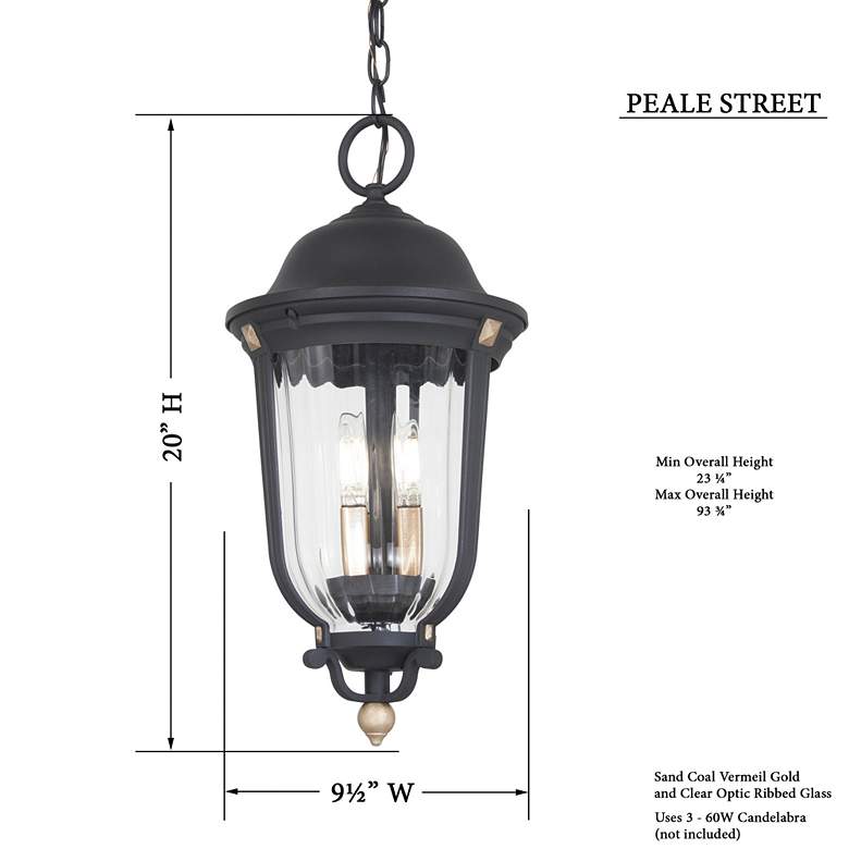Image 5 Peale Street 20" High Sand Coal and Vermeil Gold Outdoor Hanging Light more views