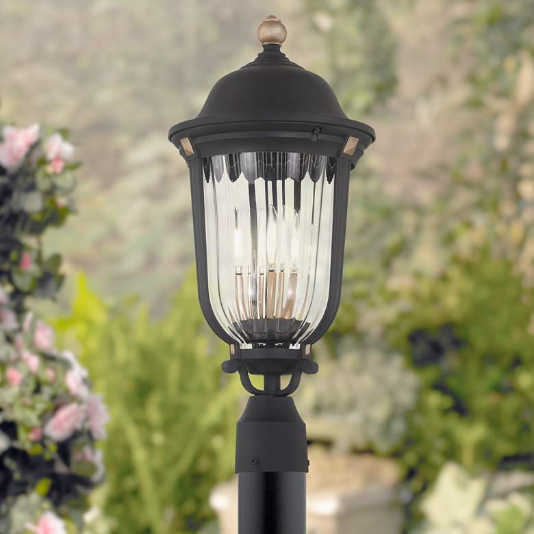 Image 1 Peale Street 21 3/4" H Sand Coal and Vermeil Gold Outdoor Post Light