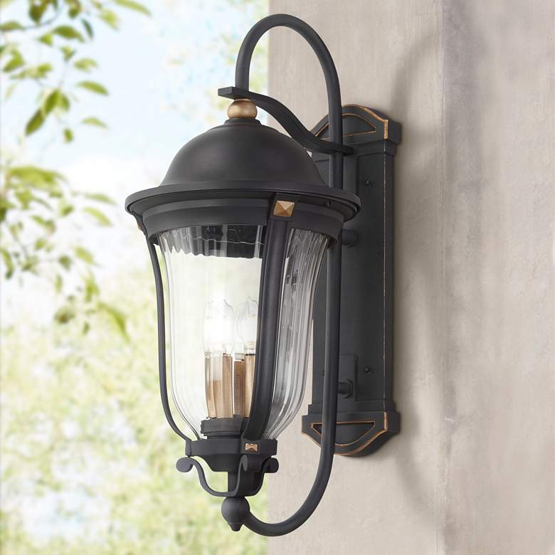 Image 1 Peale Street 21 3/4" H Sand Coal and Vermeil Gold Outdoor Wall Light