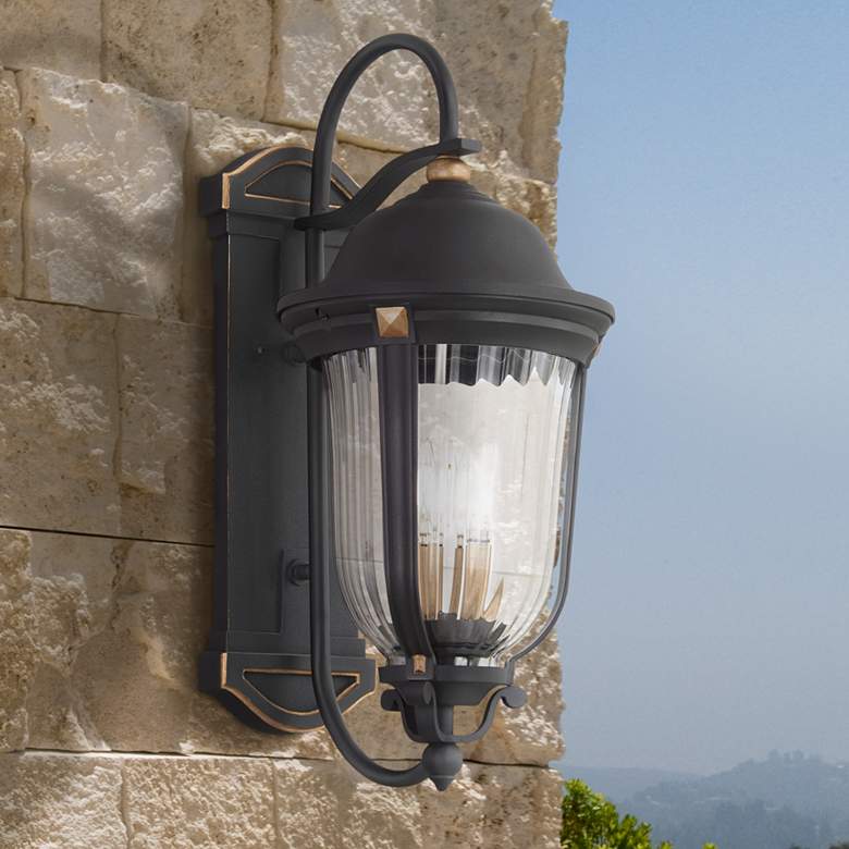 Image 1 Peale Street 28" H Sand Coal and Vermeil Gold Outdoor Wall Light