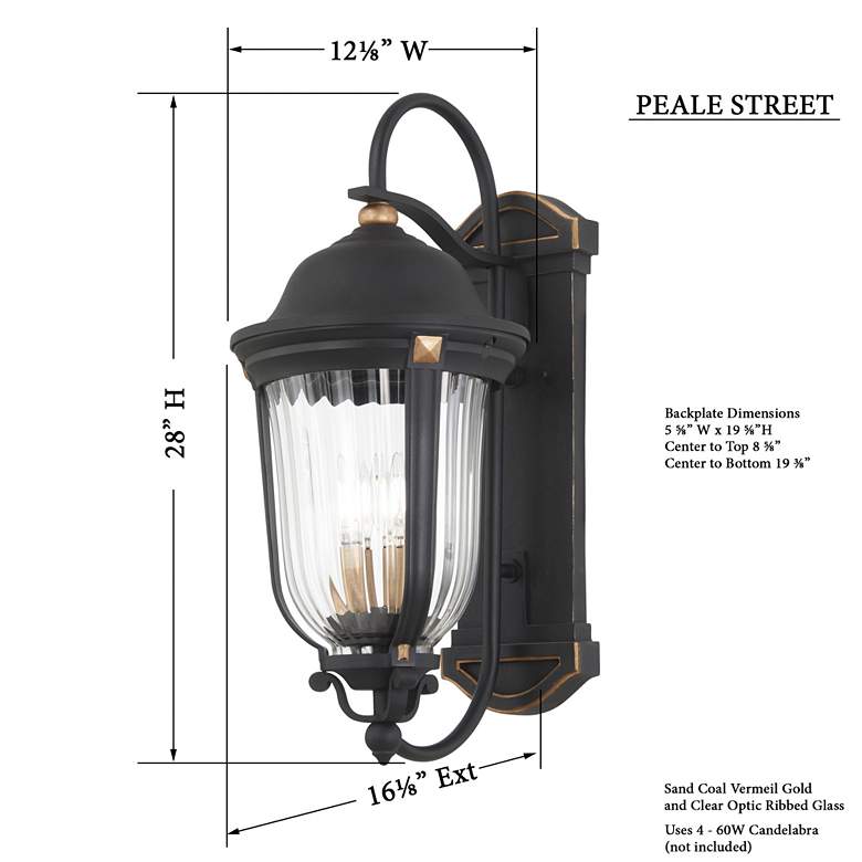 Image 4 Peale Street 28" H Sand Coal and Vermeil Gold Outdoor Wall Light more views