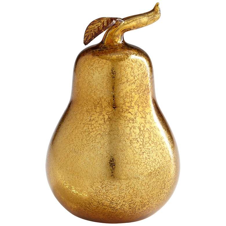 Image 1 Pear 6 inch High Gold Glass Figurine
