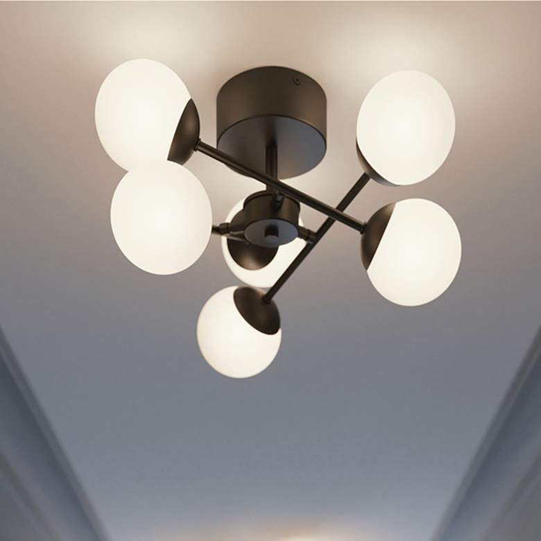 Image 1 Pearl 15 3/4" Wide Black Sputnik LED Ceiling Light