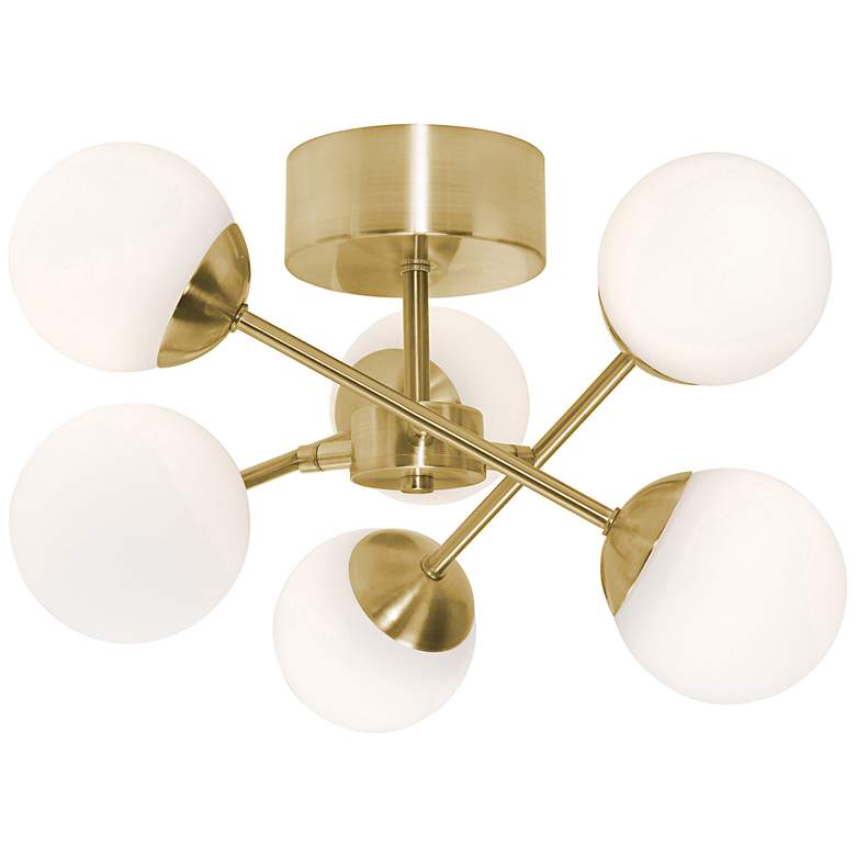 Image 2 Pearl 15 3/4" Wide Satin Brass 6-Light LED Ceiling Light