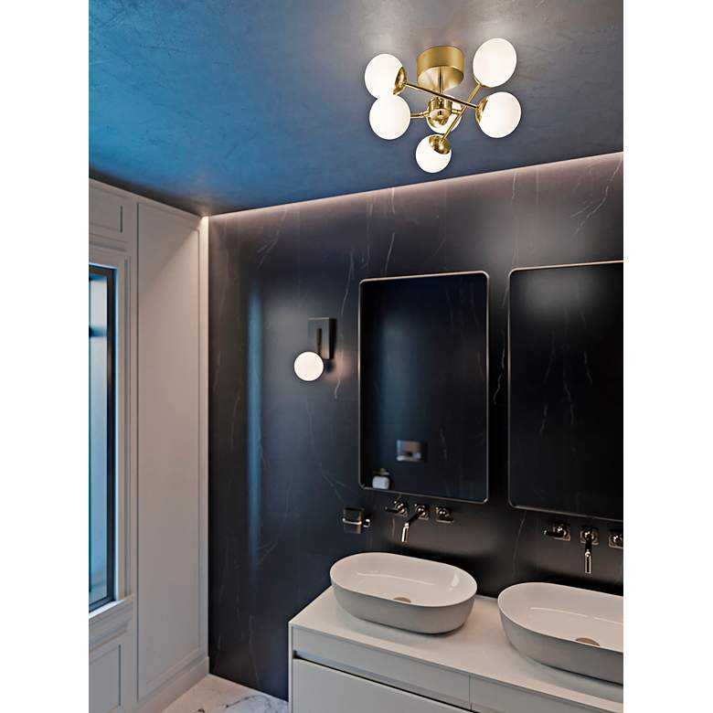 Image 4 Pearl 15 3/4" Wide Satin Brass 6-Light LED Ceiling Light more views