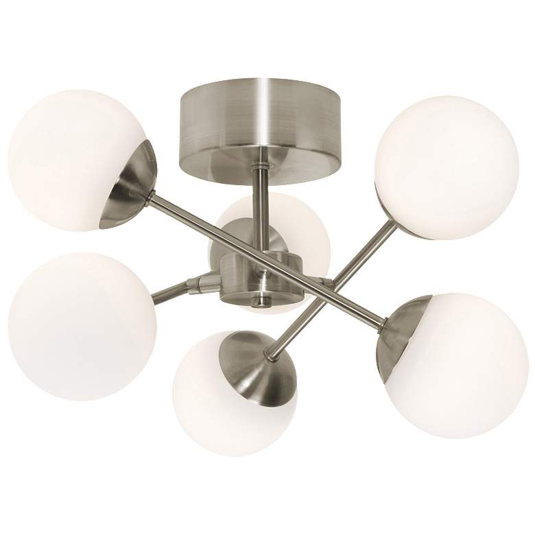 Image 1 Pearl 16" Wide Satin Nickel LED Semi-Flush Mount