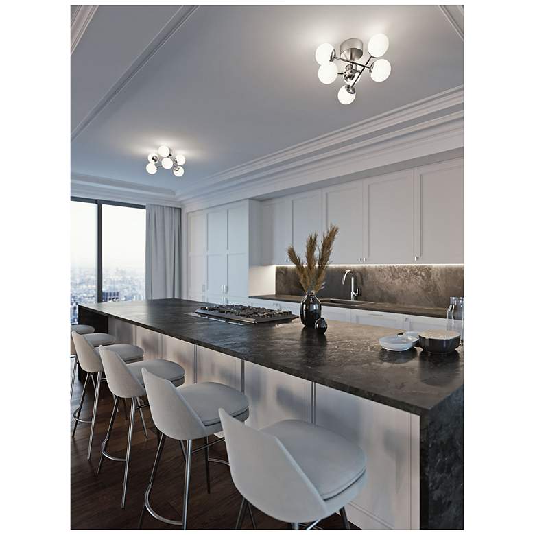 Image 2 Pearl 16" Wide Satin Nickel LED Semi-Flush Mount more views