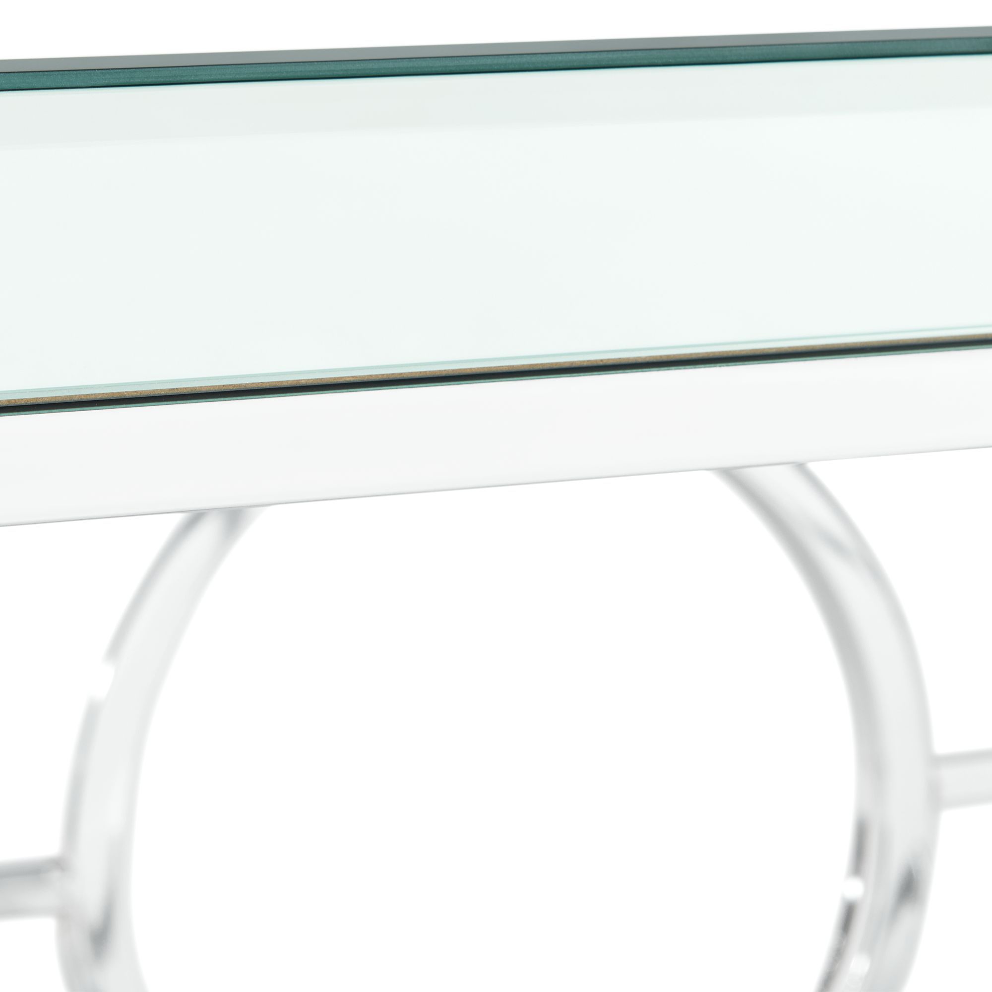 Image 3 Pearl 22" Wide Mirror and Chrome Rectangle Coffee Table more views