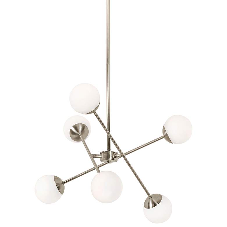 Image 2 Pearl 24" Wide Satin Nickel 6-Light LED Chandelier