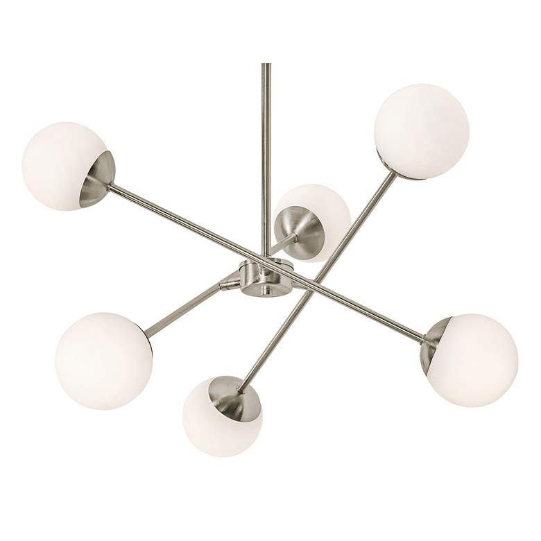 Image 4 Pearl 24" Wide Satin Nickel 6-Light LED Chandelier more views