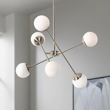 Pearl 24" Wide Satin Nickel 6-Light LED Chandelier
