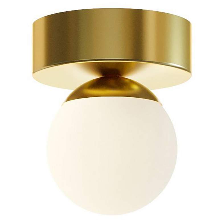 Image 1 Pearl 4.33" Wide Satin Brass LED Flush Mount