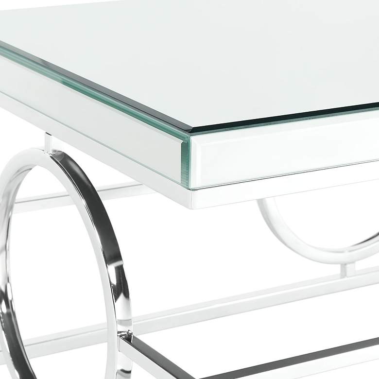 Image 3 Pearl 48" Wide Mirror and Chrome Rectangle Coffee Table more views