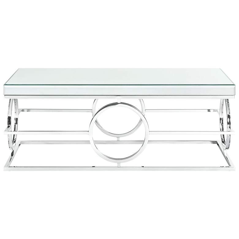 Image 7 Pearl 48" Wide Mirror and Chrome Rectangle Coffee Table more views