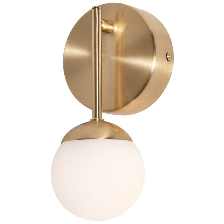 Image 1 Pearl 8 1/2" High Satin Brass LED Wall Sconce