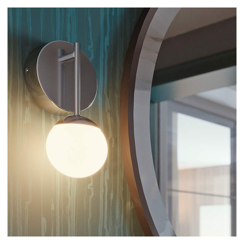 Image 1 Pearl 8 1/2" High Satin Nickel LED Wall Sconce