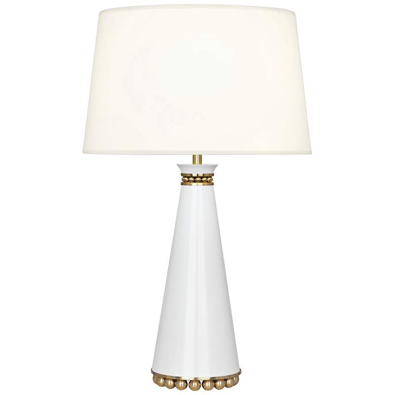 Image 1 Pearl Lily and Modern Brass Table Lamp with Fondine Shade