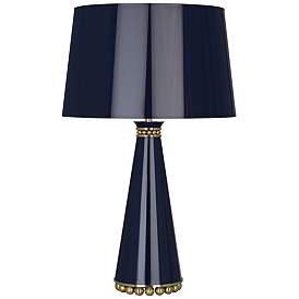 Image1 of Pearl Midnight Blue and Brass Table Lamp with Blue Shade