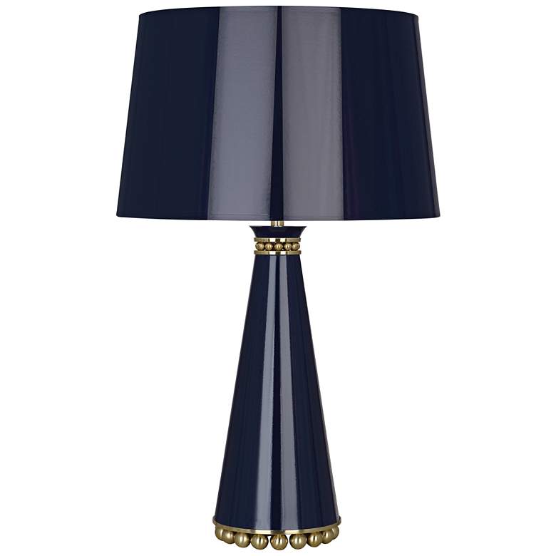 Image 1 Pearl Midnight Blue and Brass Table Lamp with Blue Shade