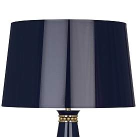 Image2 of Pearl Midnight Blue and Brass Table Lamp with Blue Shade more views