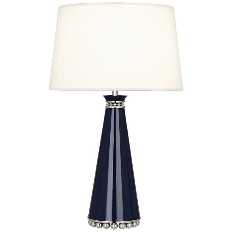 Image 1 Pearl Midnight Blue and Nickel Table Lamp w/ Fondine Shade
