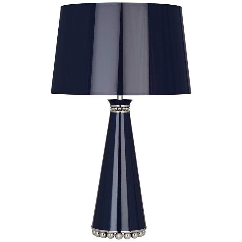Image 1 Pearl Midnight Blue and Nickel Table Lamp with Blue Shade
