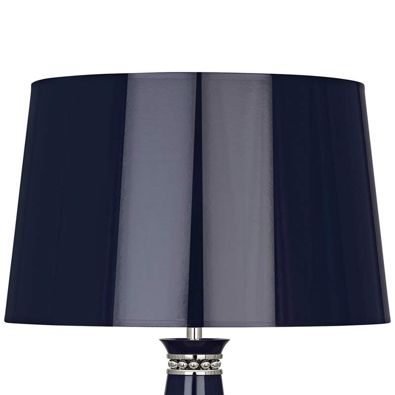Image 2 Pearl Midnight Blue and Nickel Table Lamp with Blue Shade more views