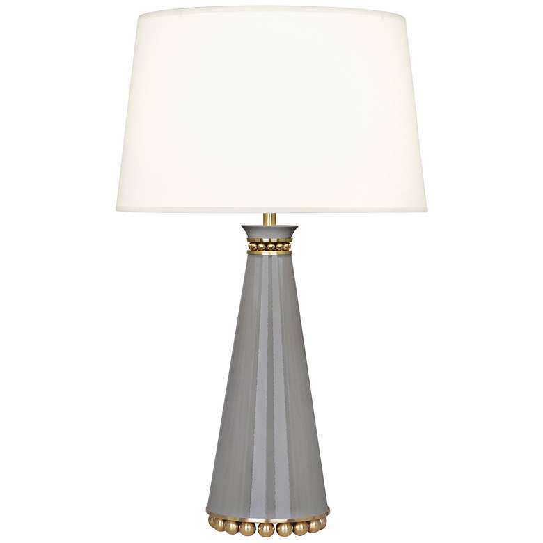 Image 1 Pearl Smokey Taupe and Brass Table Lamp with Fondine Shade