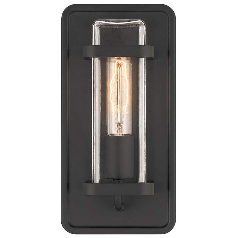 Image 1 Pearl Street 6 in. 1-Light Black Modern Outdoor Wall Lantern with Glass