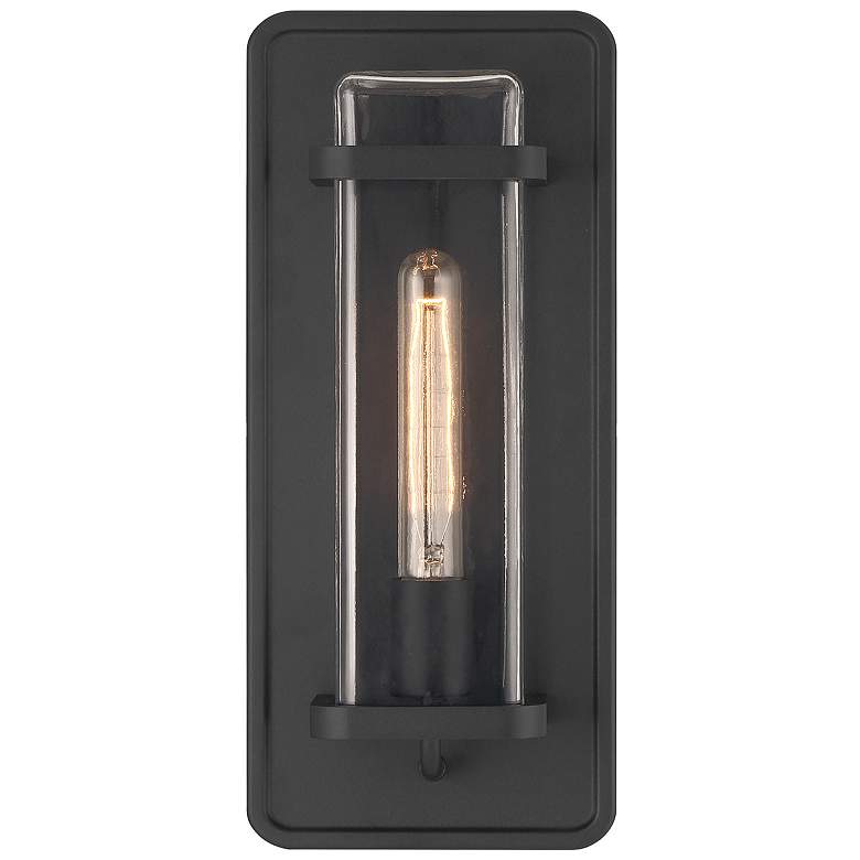 Image 1 Pearl Street 7 in. 1-Light Black Modern Outdoor Wall Lantern with Glass