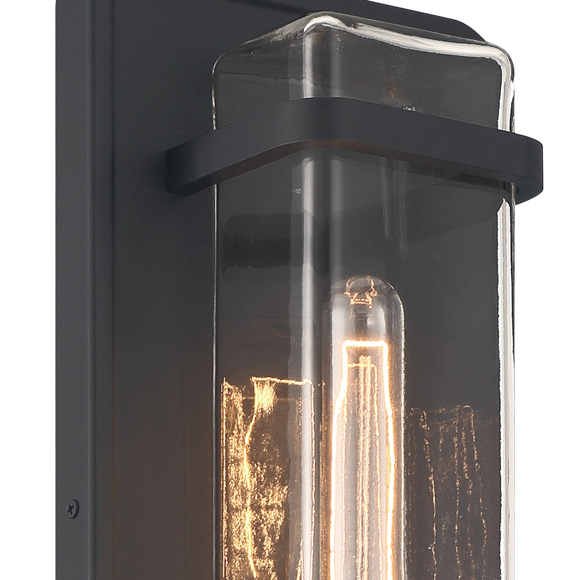 Image 2 Pearl Street 7 in. 1-Light Black Modern Outdoor Wall Lantern with Glass more views