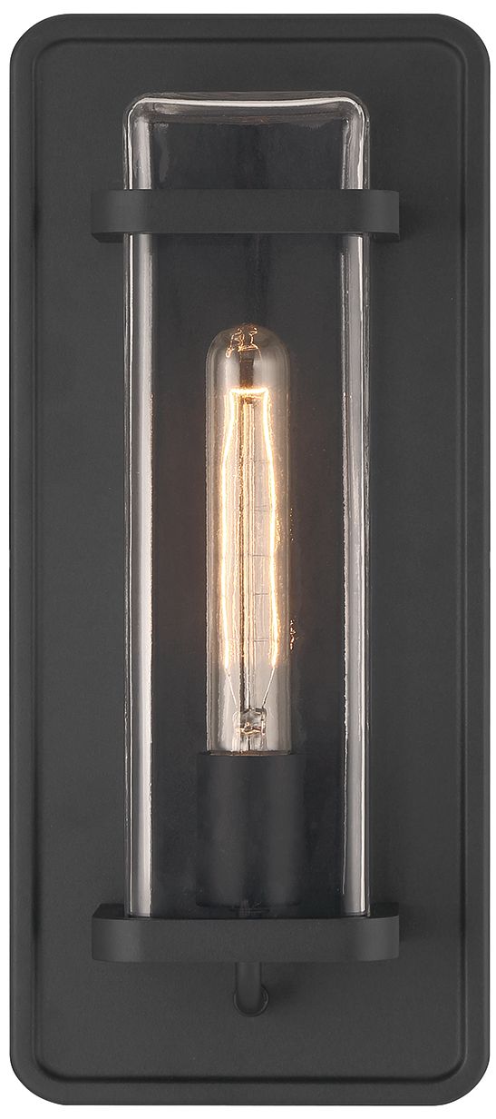 Image 3 Pearl Street 7 in. 1-Light Black Modern Outdoor Wall Lantern with Glass more views