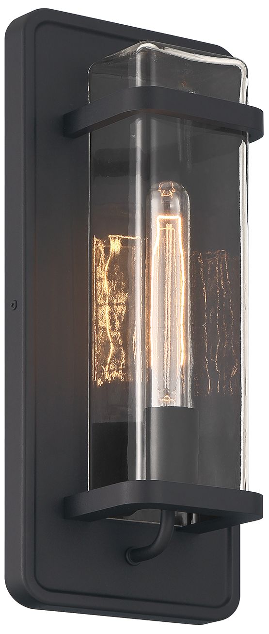 Image 6 Pearl Street 7 in. 1-Light Black Modern Outdoor Wall Lantern with Glass more views