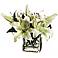 Pearl White Stargazer Lily Silk Flowers in Glass Vase