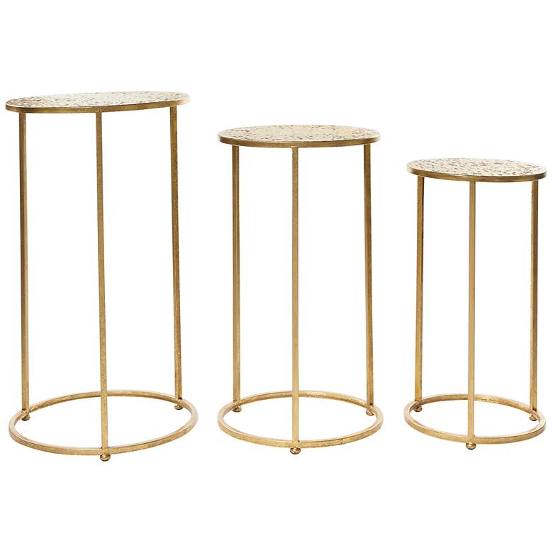 Image 2 Pearla 15 3/4 inchW Metallic Gold Metal Accent Tables Set of 3