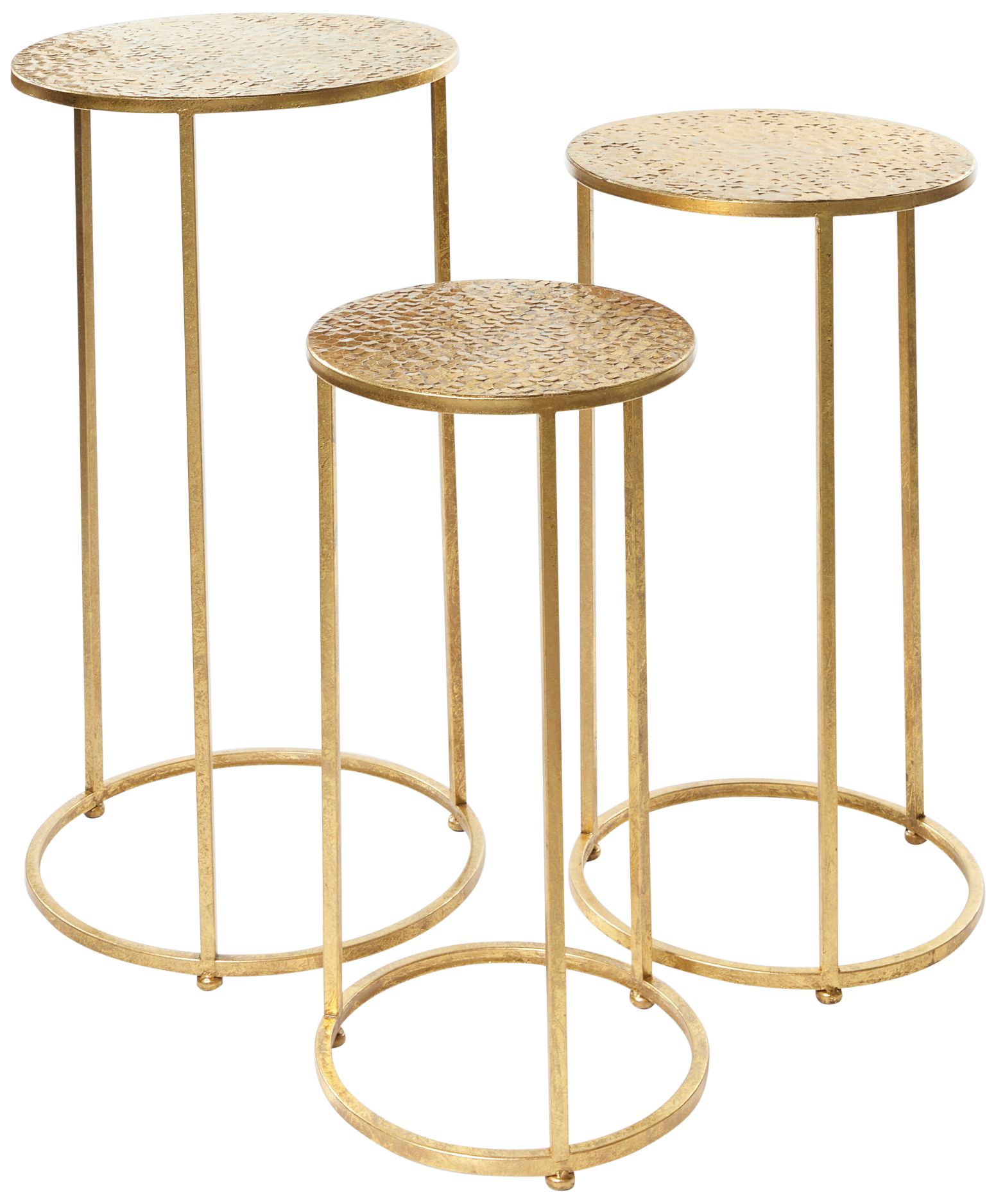 Pearla 15 3/4"W Metallic Gold Metal Accent Tables Set of 3 111R3