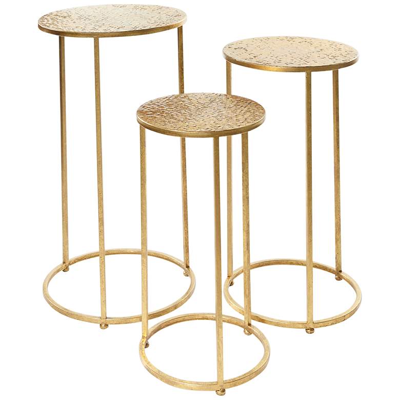 Image 3 Pearla 15 3/4 inchW Metallic Gold Metal Accent Tables Set of 3 more views