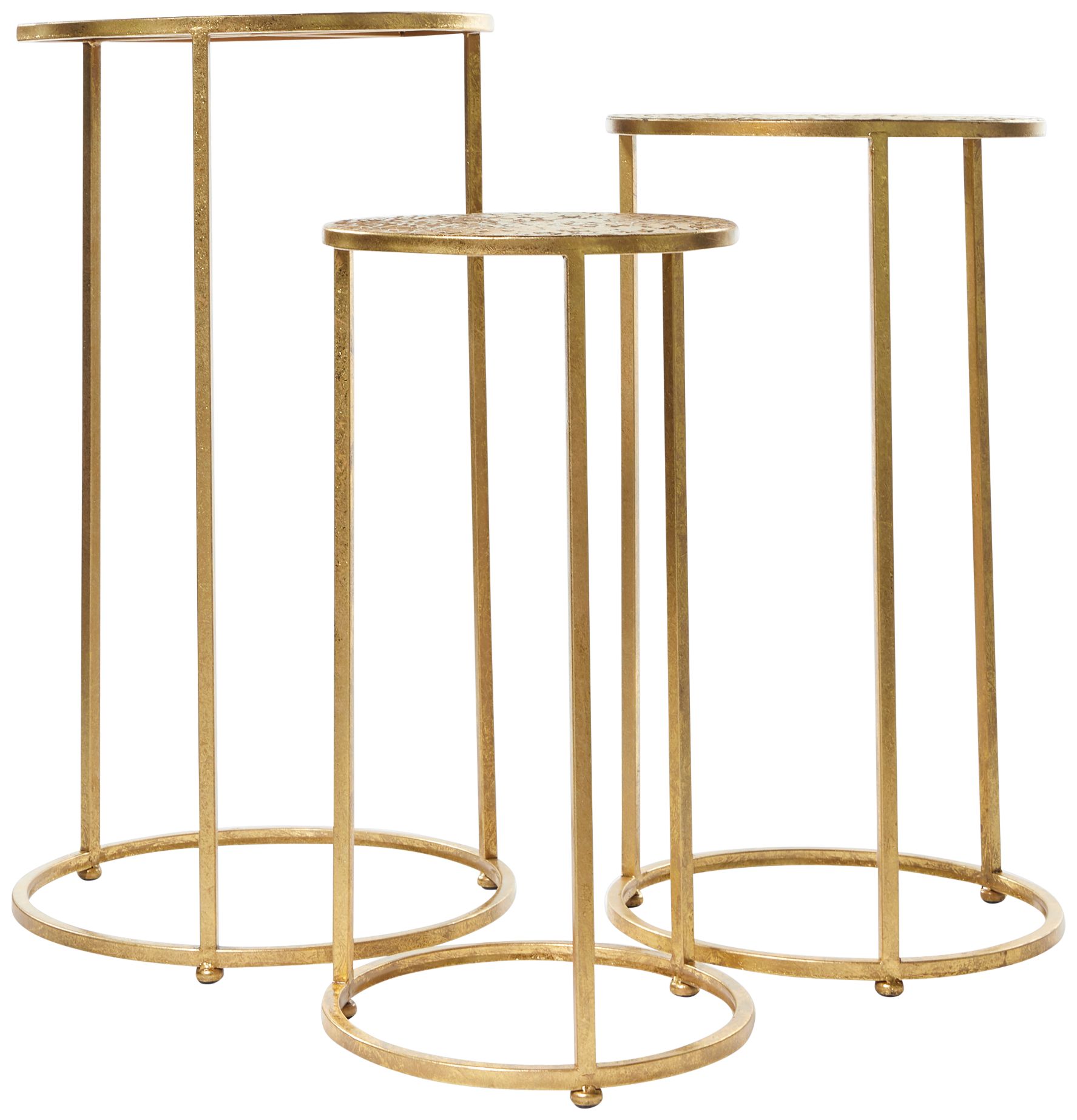 Pearla 15 3/4"W Metallic Gold Metal Accent Tables Set of 3 111R3