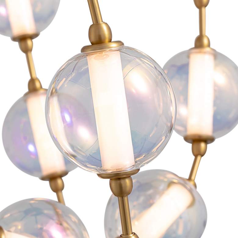 Image 2 Pearla 28" LED Pendant in Brushed Champagne Bronze w Iridescent Glass Shade more views