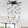 1_Pearla 28" LED Pendant in Matte Black with Iridescent Glass Shade