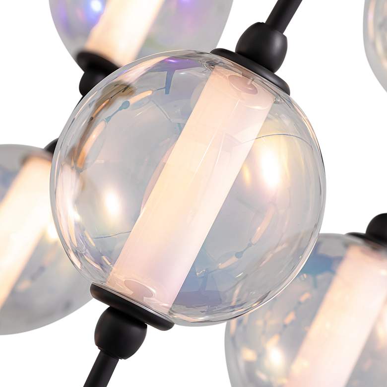 Image 3 Pearla 34" LED Pendant in Matte Black with Iridescent Glass Shade more views